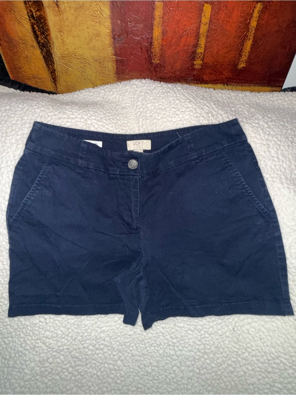 LOFT Navy Casual Bermuda Shorts